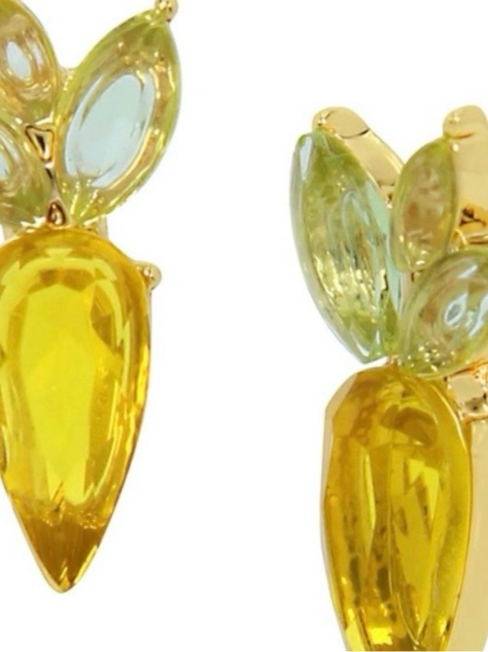 Betsey Johnson Gold-Tone Yellow & Pale Green Crystal Drop Earrings